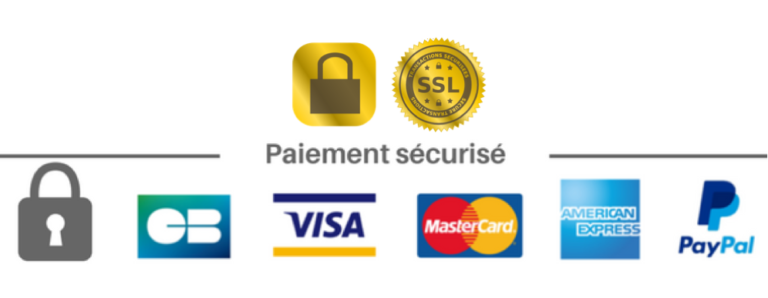 Paiement sécurisé : CB, Visa, Mastercard, American Express, PayPal